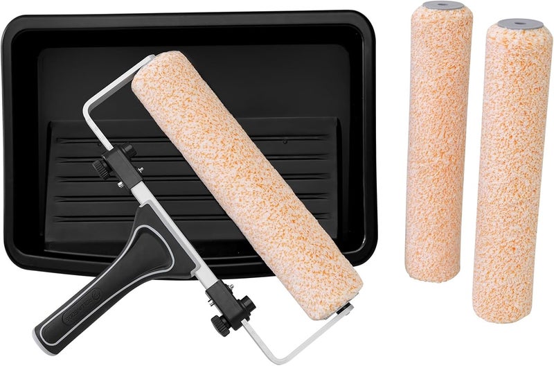 Rolling Dog 9-12 Inch Paint Roller Kit - Adjustable Paint Roller Frame, 3 PCS Microfiber Roller Covers,Plastic Paint Tray for Home Painting & DIY Projects(Pack of 5) - Image 1
